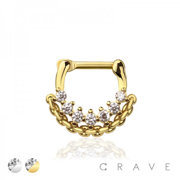 MULTI GEM CZ ROPE SEPTUM HINGED CLICKER